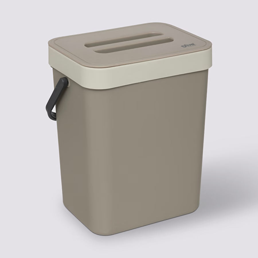 5Five Compostbakje in kunststof - Staand of hangend - 5L - 19x15x25cm - Taupe
