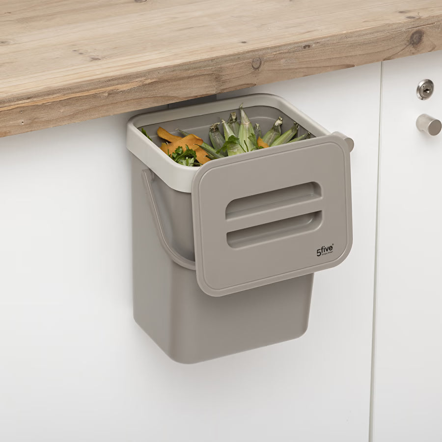 5Five Compostbakje in kunststof - Staand of hangend - 5L - 19x15x25cm - Taupe