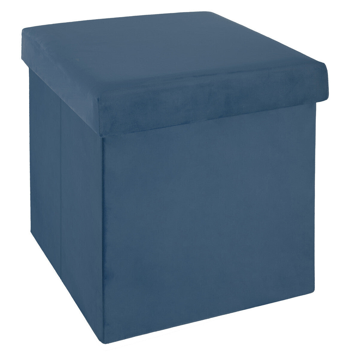 Atmosphera Poef Tess velvet 38x38cm - Opvouwbaar - Donkerblauw