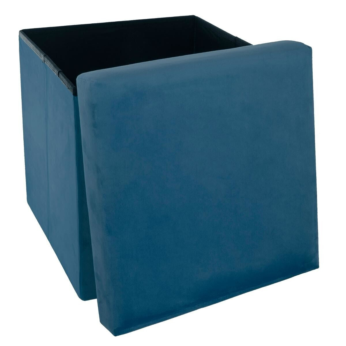 Atmosphera Poef Tess velvet 38x38cm - Opvouwbaar - Donkerblauw