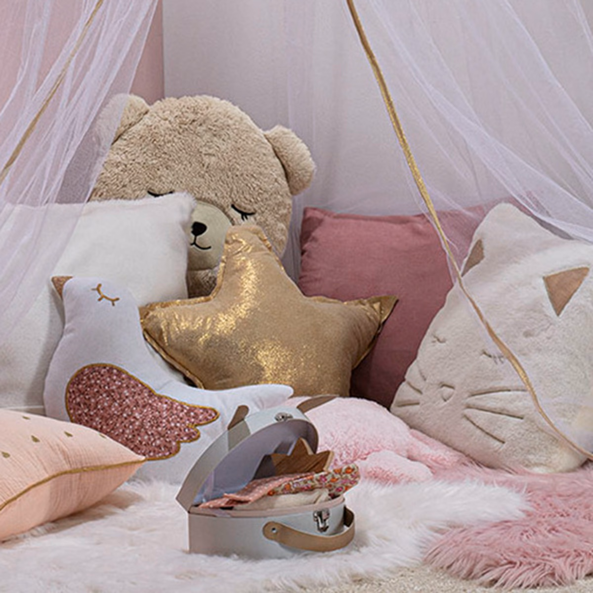 Atmosphera Kids Bear Berenkussen - 28x11cm - Beige