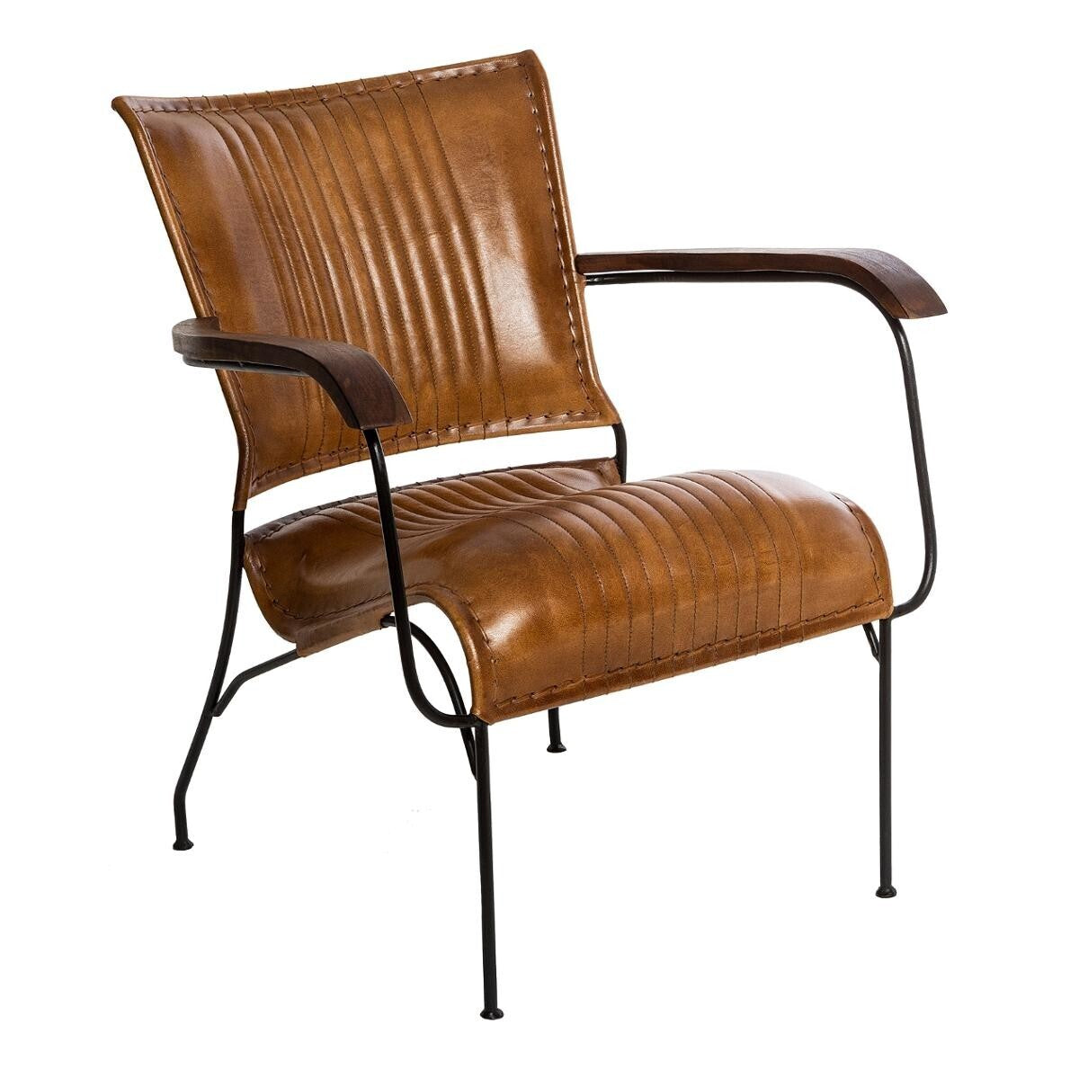 BEAU Mustang geitenleren armstoel - L66xD70xH73cm - Cognacbruin