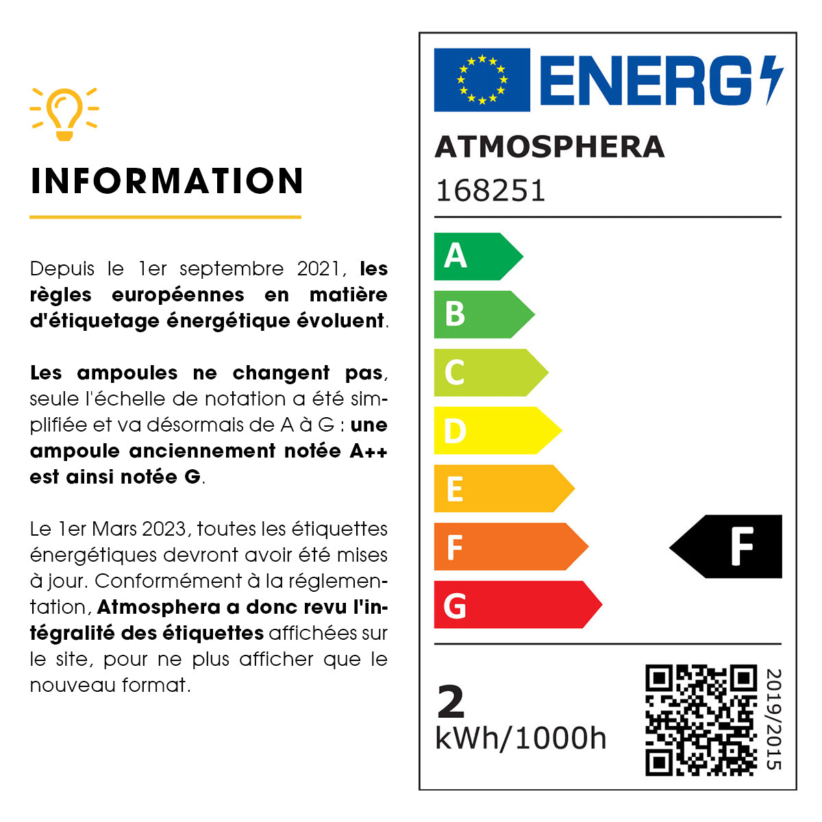 Lampe LED standard Atmosphera E14 - 2Watt - 175 lumen - Couleur ambre