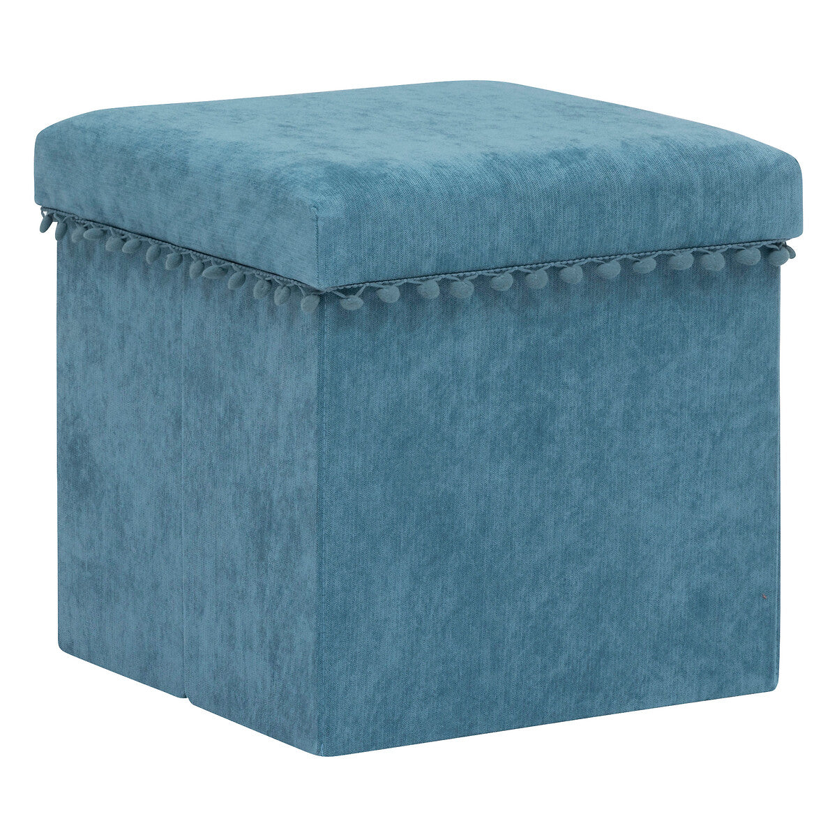Atmosphera Poef Mémo velvet 40x39x38cm - Opvouwbaar - Blauw