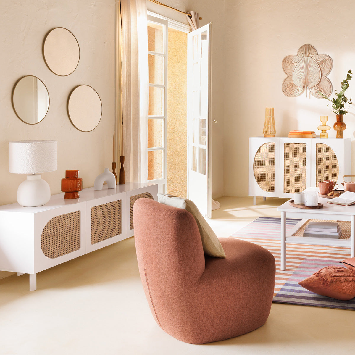 BEAU Amalia stoffen fauteuil - L65xD71xH68cm - Terracotta