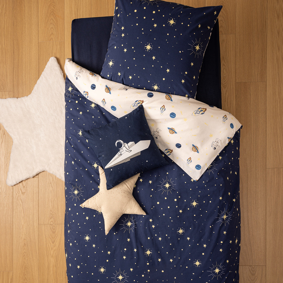 Atmosphera Housse de Couette Enfant Espace - 140x200cm - Coton - Multi