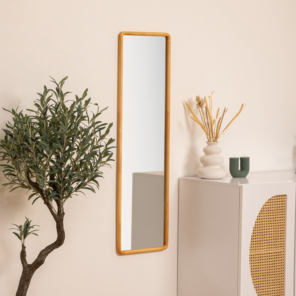 Atmosphera Kim Wood Spiegel - 116x35cm - Beige