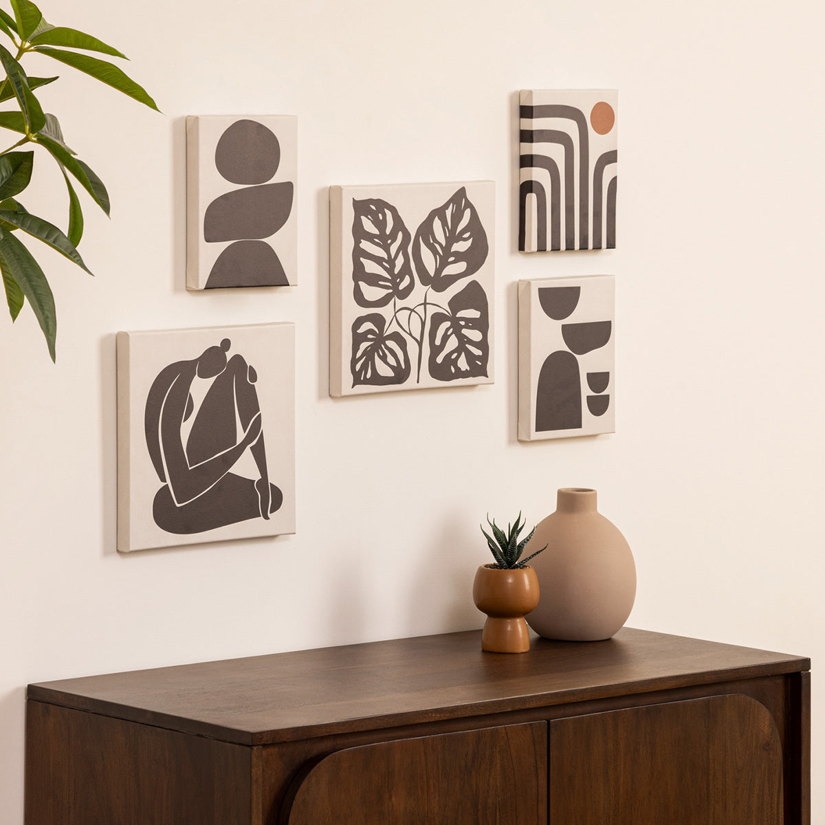 Atmosphera Bedrukte Doeken - Set van 5 stuks - Zwart/Wit