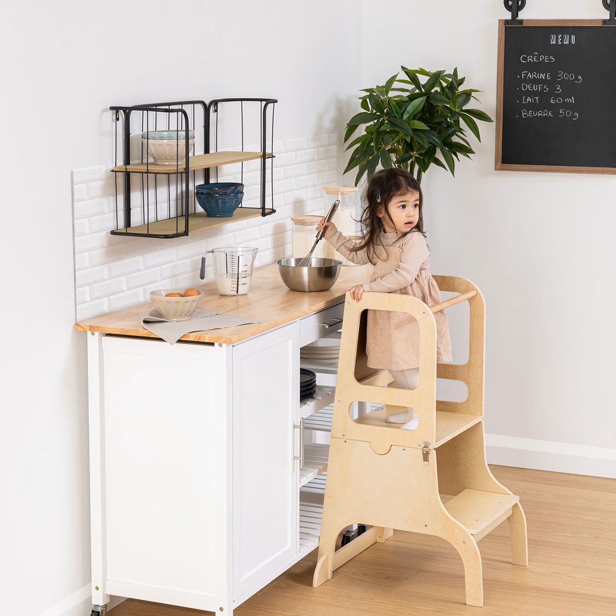Atmosphera Kids observatietoren Alba - Leertoren/keukenhulp/opstapje - Naturel hout