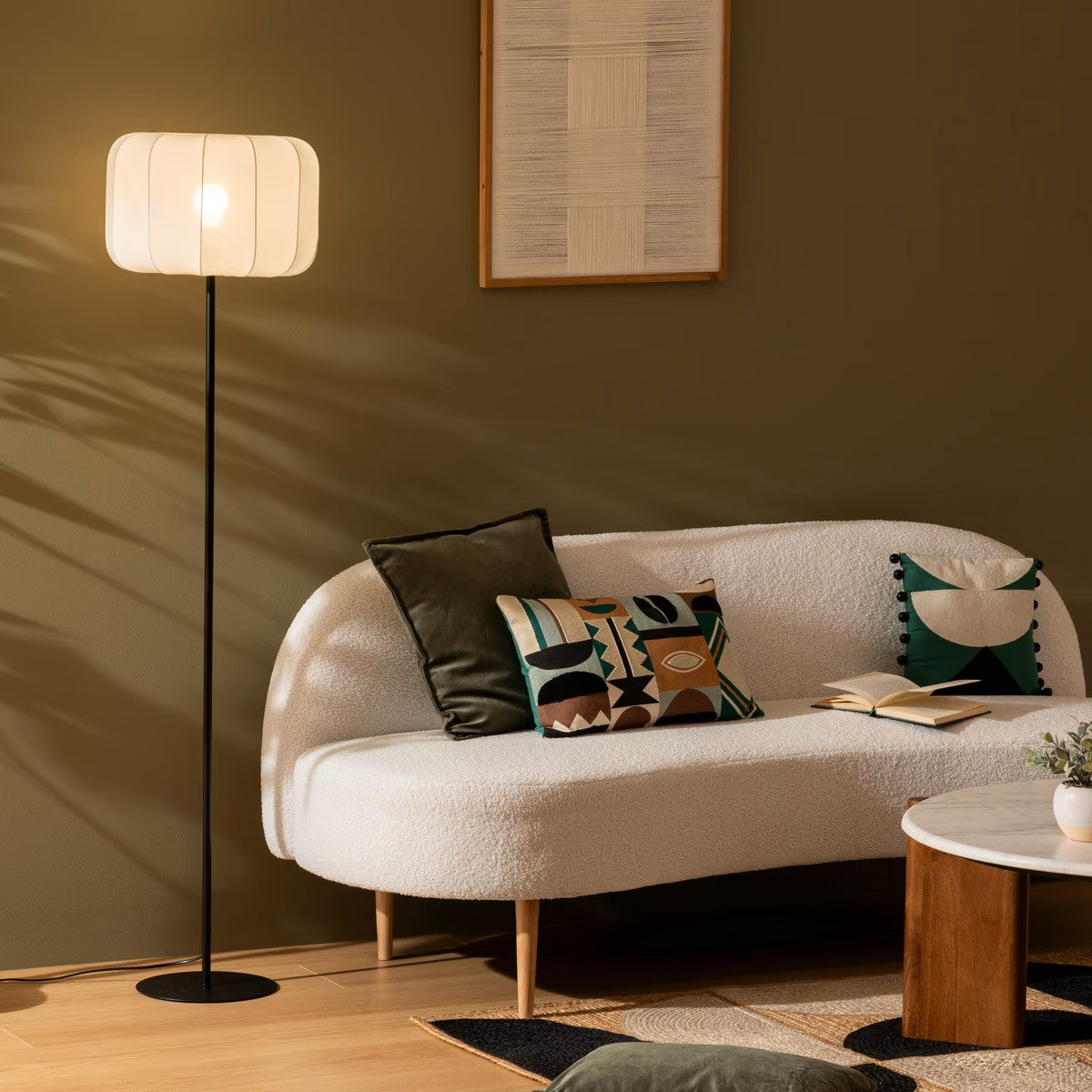 Lampadaire atmosphère alara 110x60xh177cm - bouton-poussoir - noir