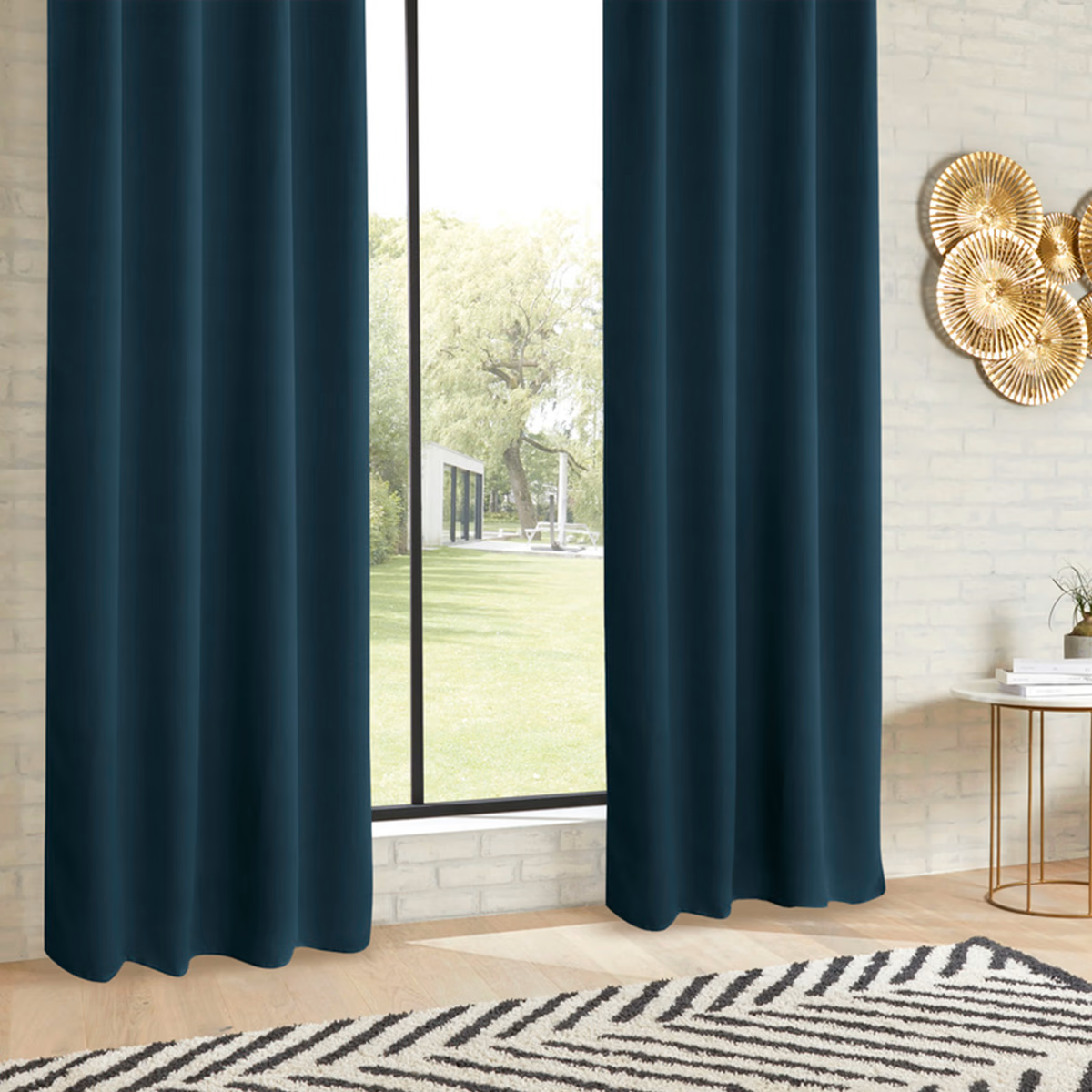 Atmosphera Verduisteringsgordijn 135x240cm - Gordijnen kant en klaar met haakjes ringen - Egeïsch Blauw