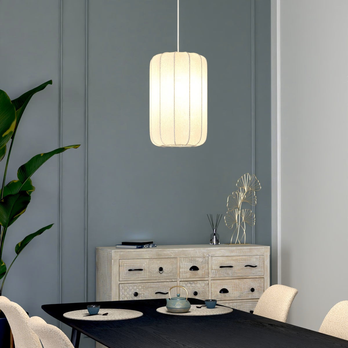 Atmosphera Hanglamp Tobie - Ø25xH35cm - Wit
