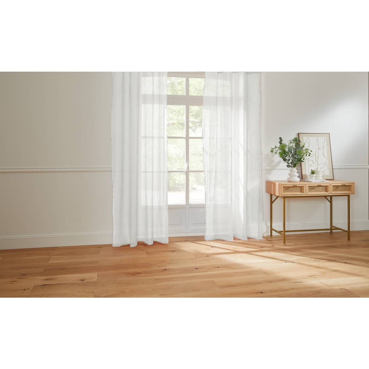 Atmosphera Noa Polyester-Vorhang 140 x 240 cm – fertig konfektioniert mit Ringen – Weiß