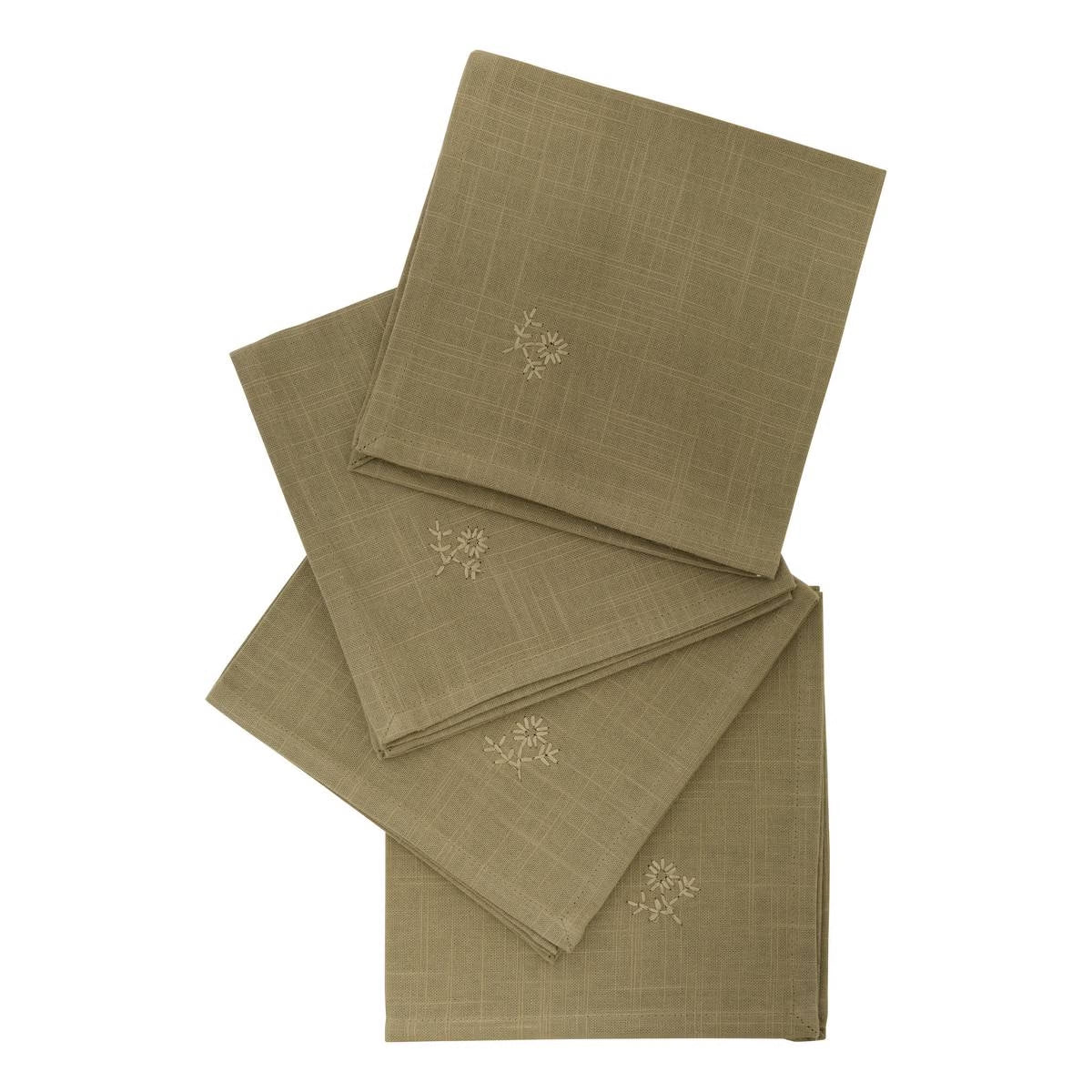 Atmosphera Katoenen Joy Servetten - 4 stuks - Stoffen servetten - 40x40cm - Khakigroen