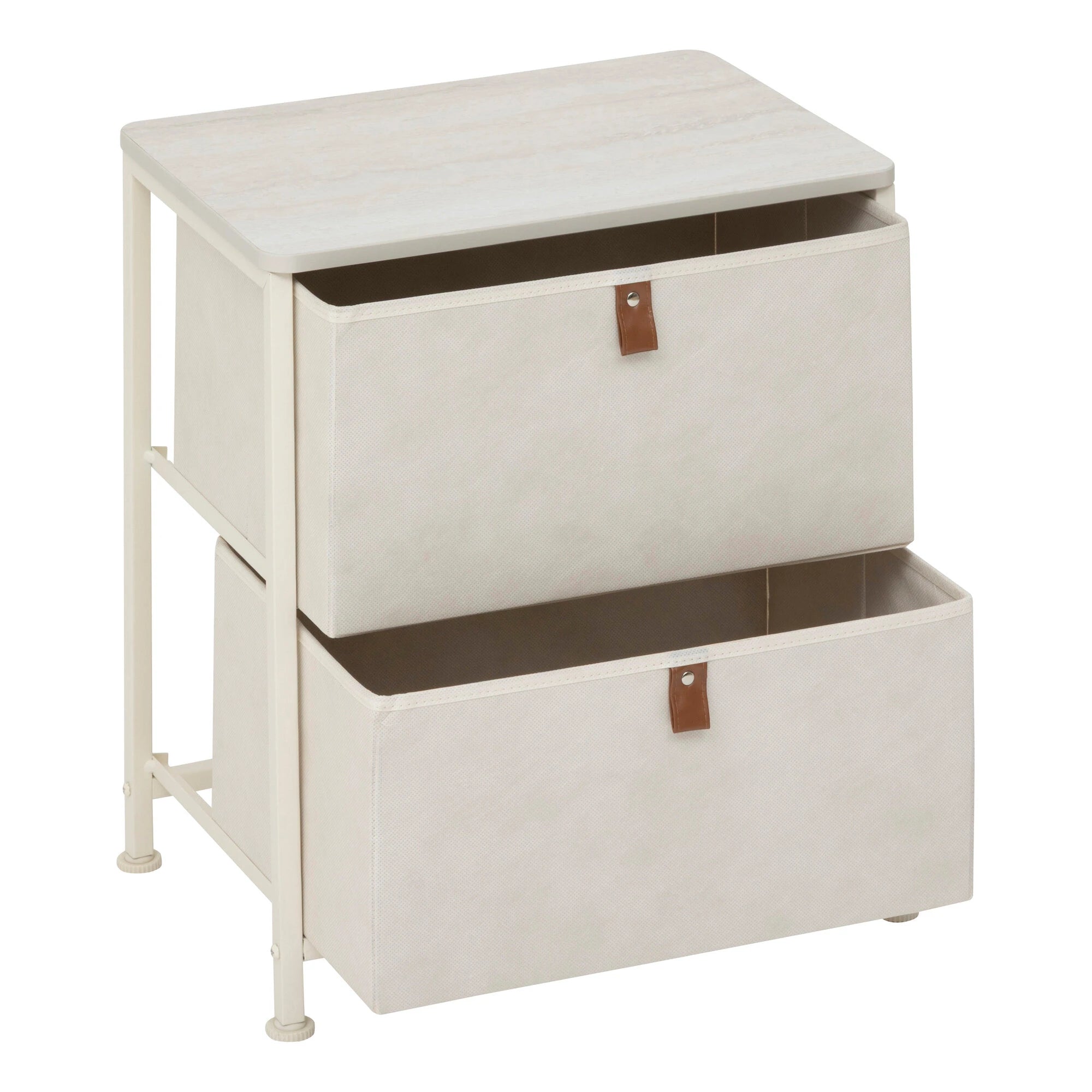 5Five Tissa Stahl-Aufbewahrungsmöbel mit 2 Schubladen – L45xT30xH51cm – Beige