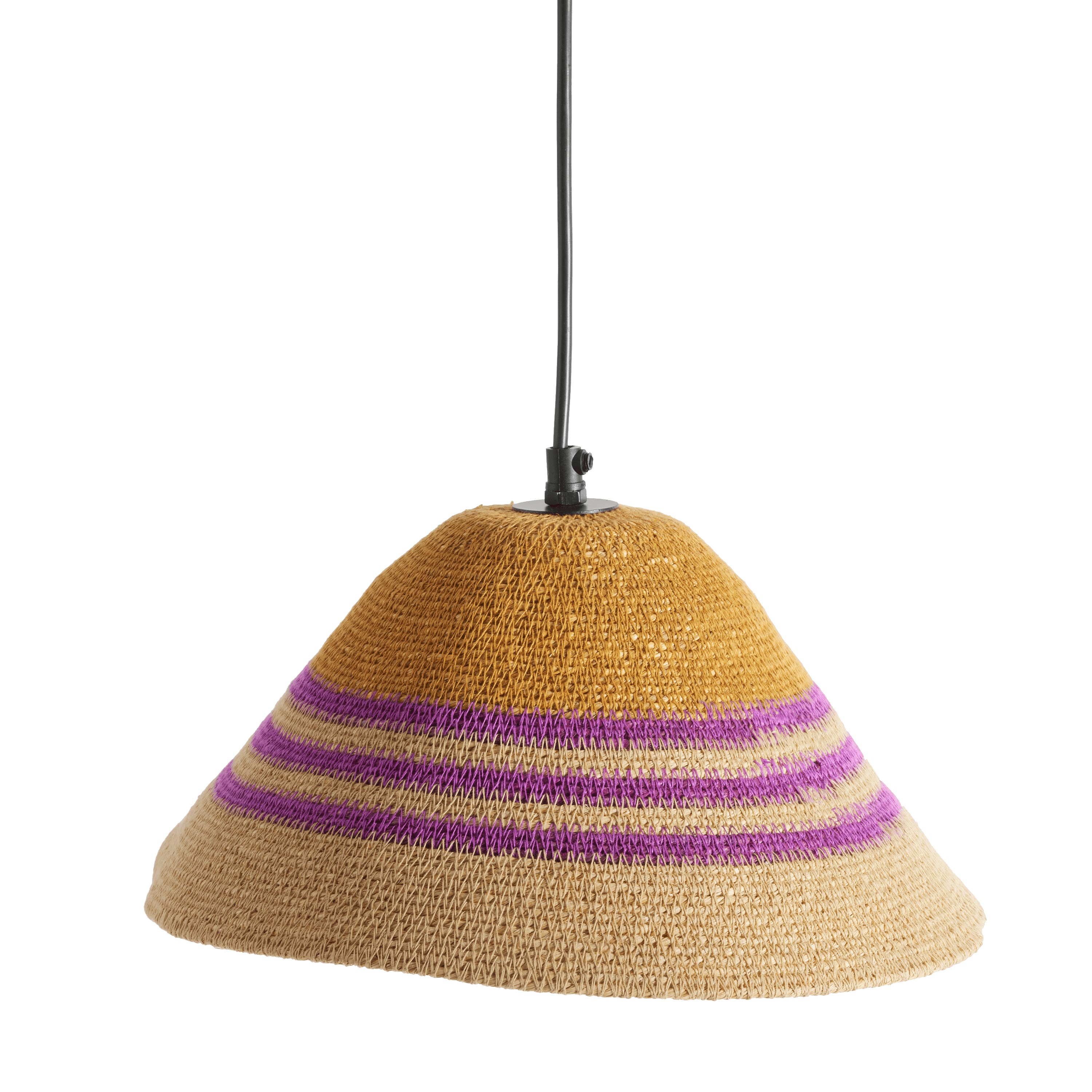 Bonheur du Jour Hanglamp Bell Bohemian gevlochten hanglamp in sea rush - Ø32xH15cm - Violet