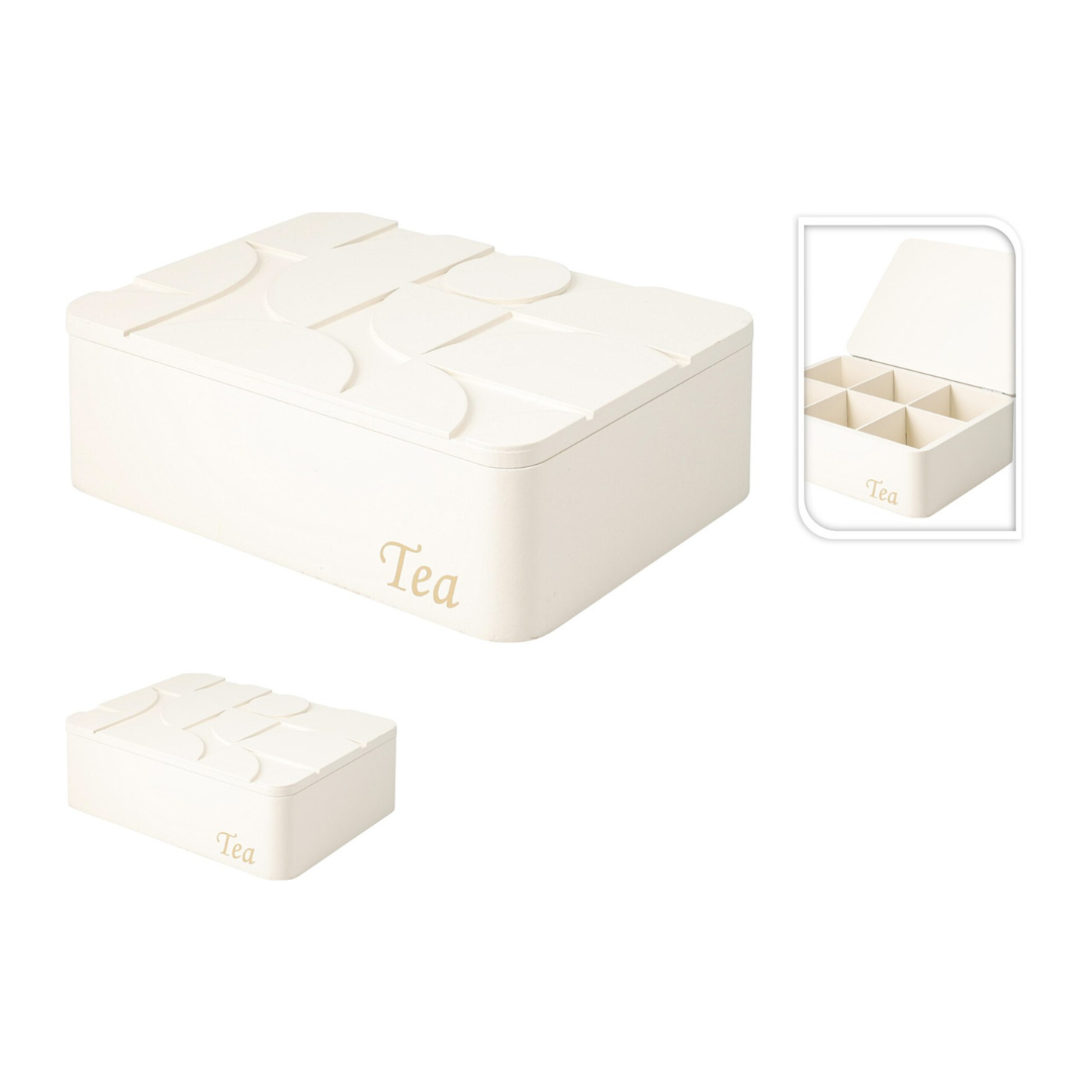 Home & Styling Teebox – 6 Fächer – 24 x 17 cm – Weiß