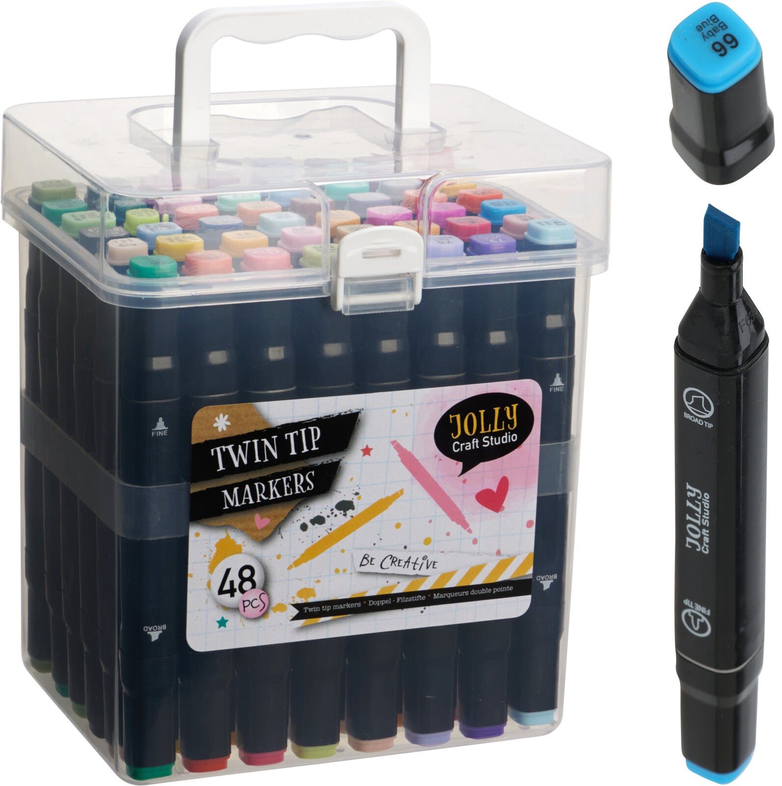 Duo Markers/Stiften in een opbergbox - Set van 48 stuks - Multi