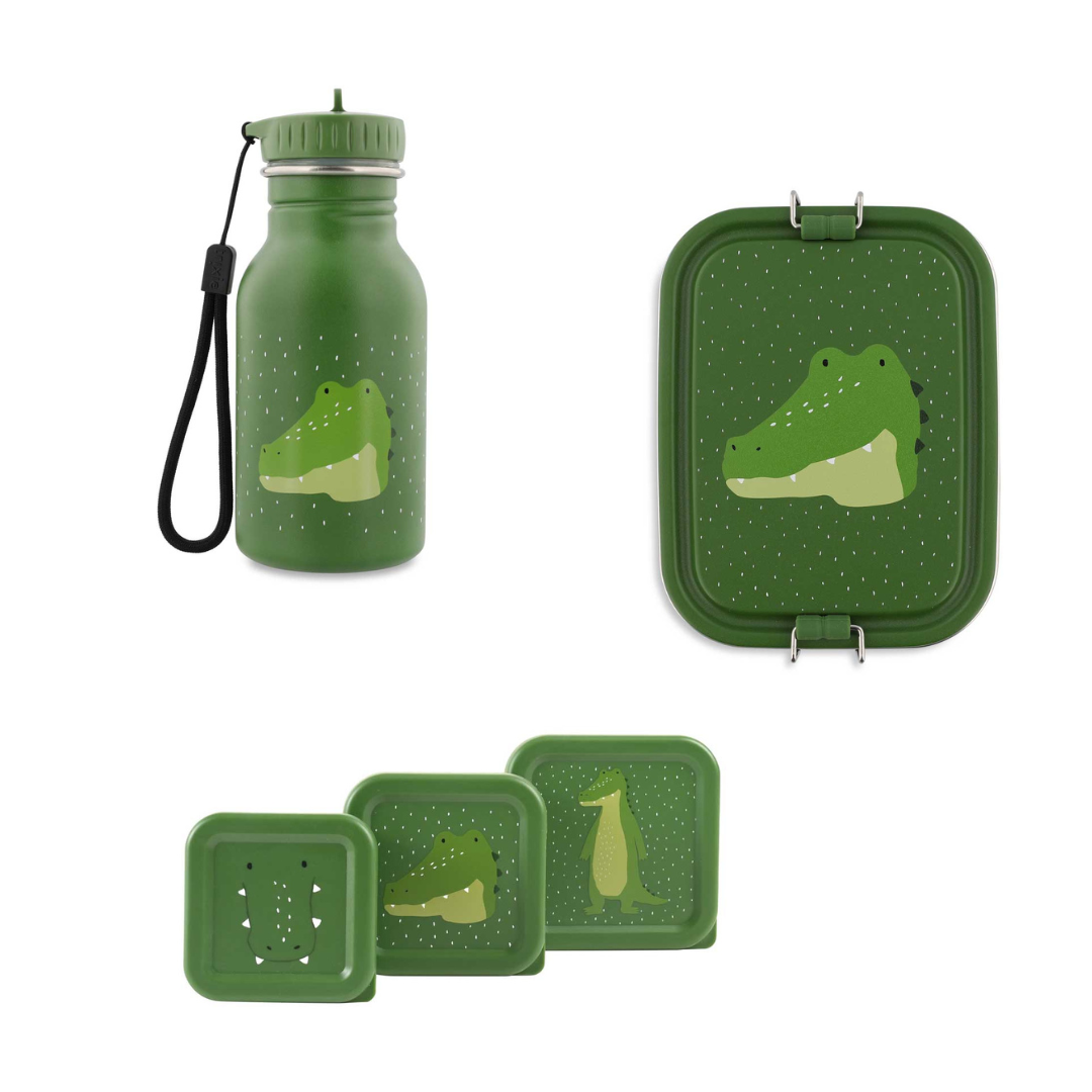 Bundel Trixie Back to School set - Lunchbox/Snackdozen/Drinkfles 350ml - Mr. Alligator