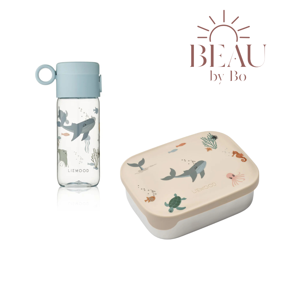 Bundel Liewood Back to School set - Lunchbox + Drinkfles - Sea Creature/Sandy