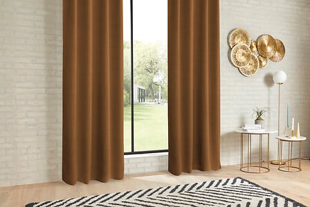 Atmosphera Verduisteringsgordijn 140x260cm - Gordijnen kant en klaar met haakjes ringen - Kaneel