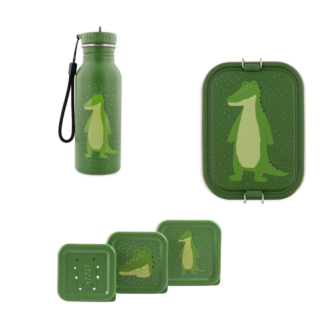 Bundel Trixie Back to School set - Lunchbox/Snackdozen/Drinkfles 500ml - Mr. Alligator