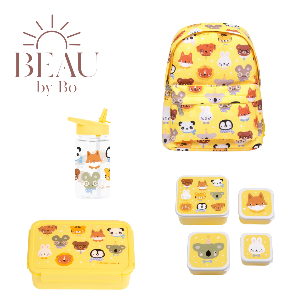 Bundel A Little Lovely Company Back to school set - Rugzak/Drinkfles/4 Snackdozen/Bentobox - Dierenvriendjes
