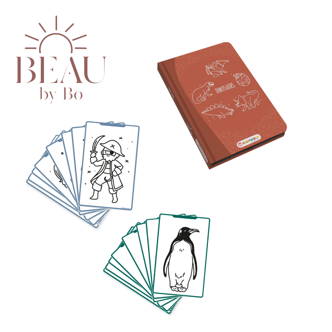 BEAU by Bo Kidywolf Kidydraw Mini Tekenboek met LCD-scherm Dinosaurussen + Refill Dieren & Oceanen en Piraten