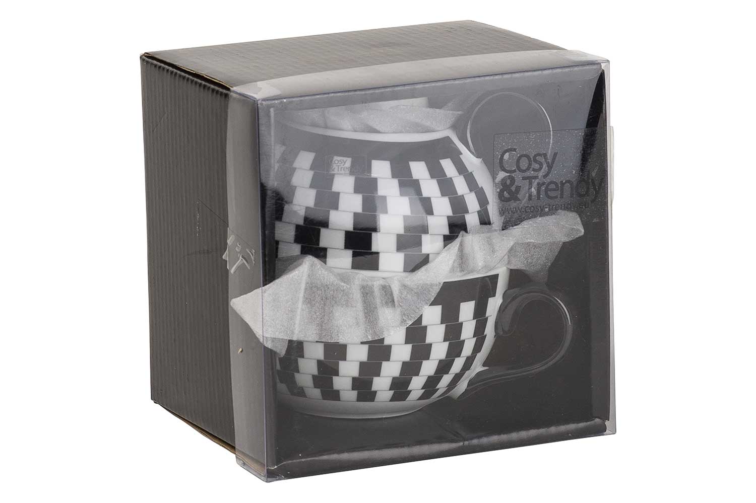 Cosy & Trendy Theepot met tas - Ø12xH14cm - 35/30cl - Zwart/Wit