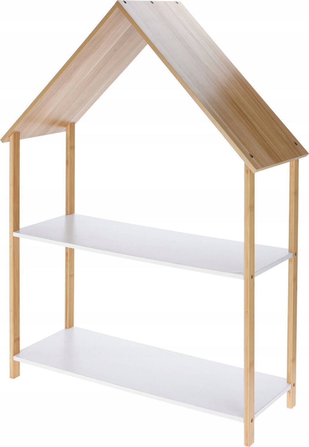 Huisjes Opbergrek 2-laags - 80x30x108cm - Wit/Bruin