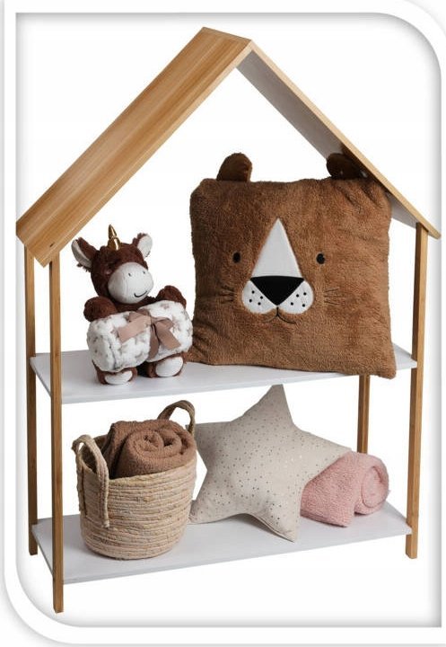 Huisjes Opbergrek 2-laags - 80x30x108cm - Wit/Bruin