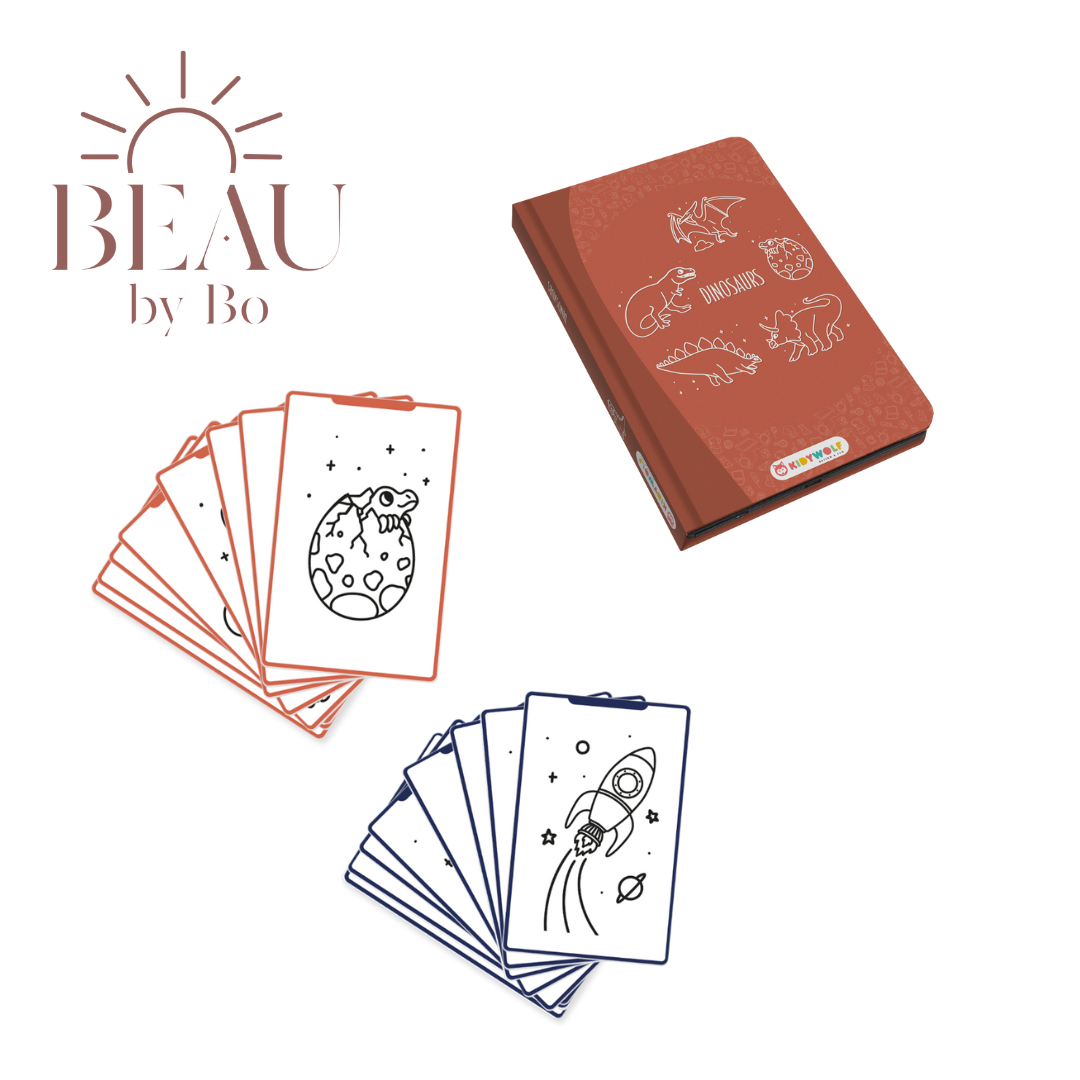 BEAU by Bo Kidywolf Kidydraw Mini Tekenboek met LCD-scherm Dinosaurussen + Refill Galaxy & Dinosaurussen