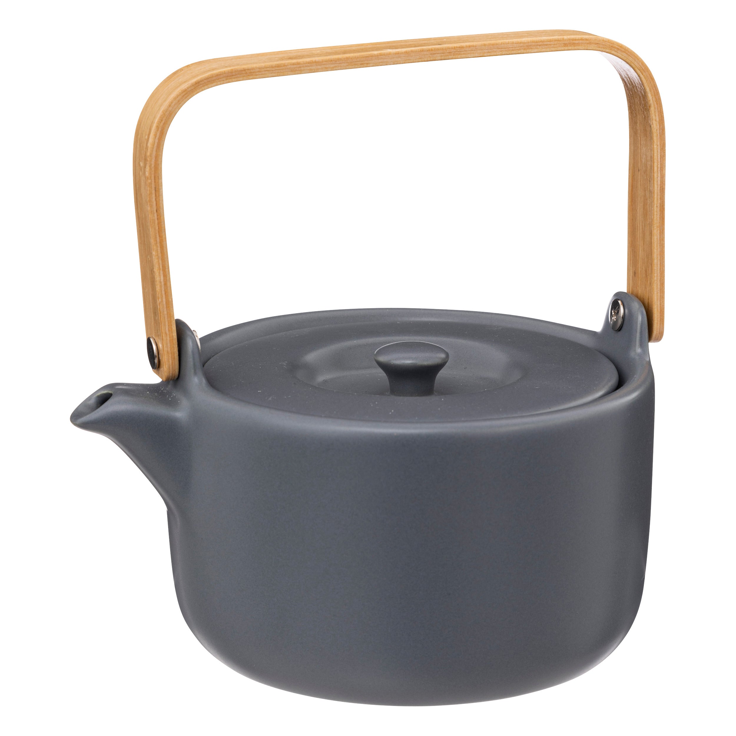 Atmosphera Ceramic Teapot with bamboo handle 80CL and sieve + filter - Blue-gray