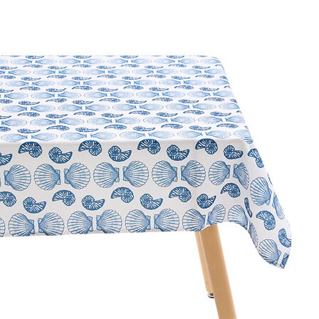 Nappe anti-tache imprimée Océania - Polyester - 140x240cm - Bleu