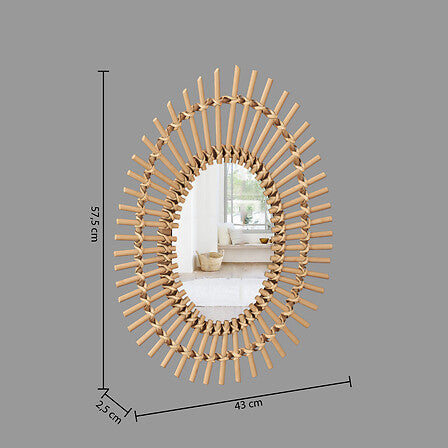 Miroir Atmosphera ovale en rotin - Miroir mural - 43 x 58 cm