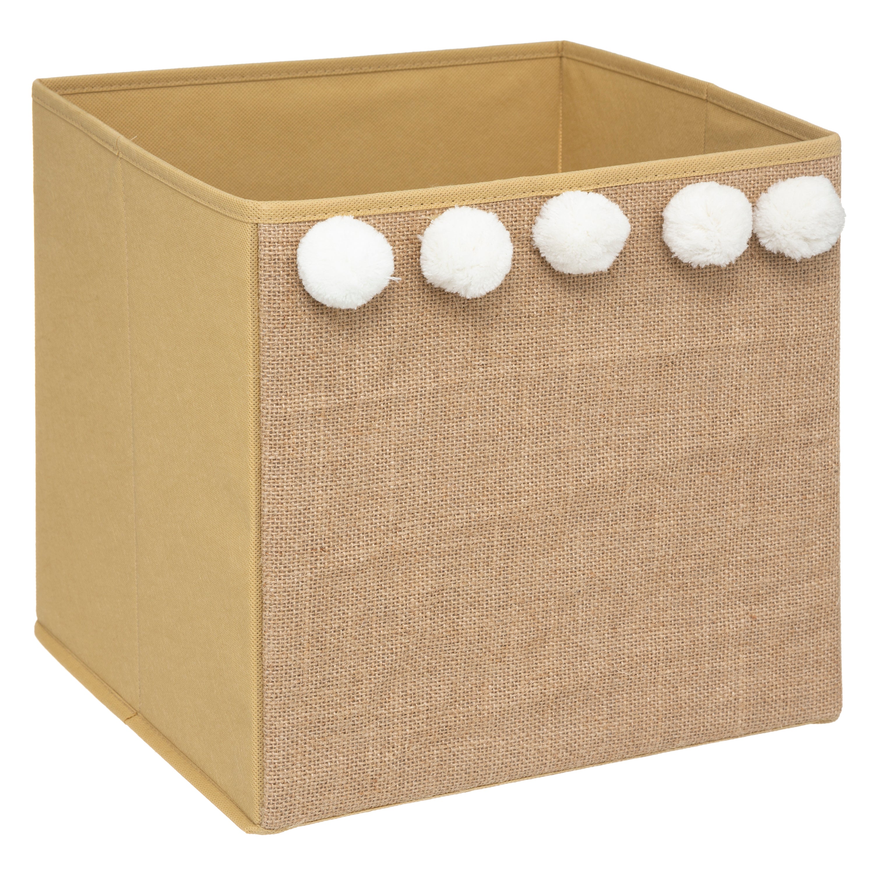 Atmosphera Kids Opbergdoos / opberger Vierkant - Jute pompom - 29 x 29 cm