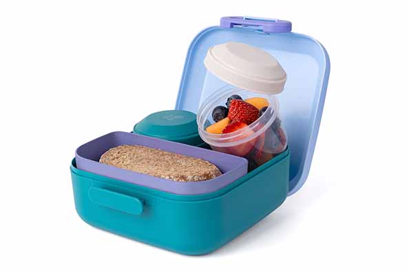 Cosy & Trendy Back to school Lagoon Sky Bentobox met 2 Snackdoosjes - 17x17x8cm - Blauw