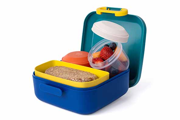 Cosy & Trendy Back to school Midnight Lagoon Bentobox met 2 Snackdoosjes - 17x17x8cm - Blauw