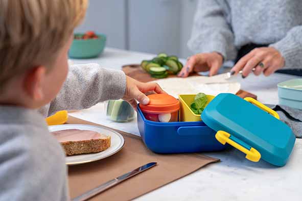 Cosy & Trendy Back to school Midnight Lagoon Bentobox met 2 Snackdoosjes - 17x17x8cm - Blauw