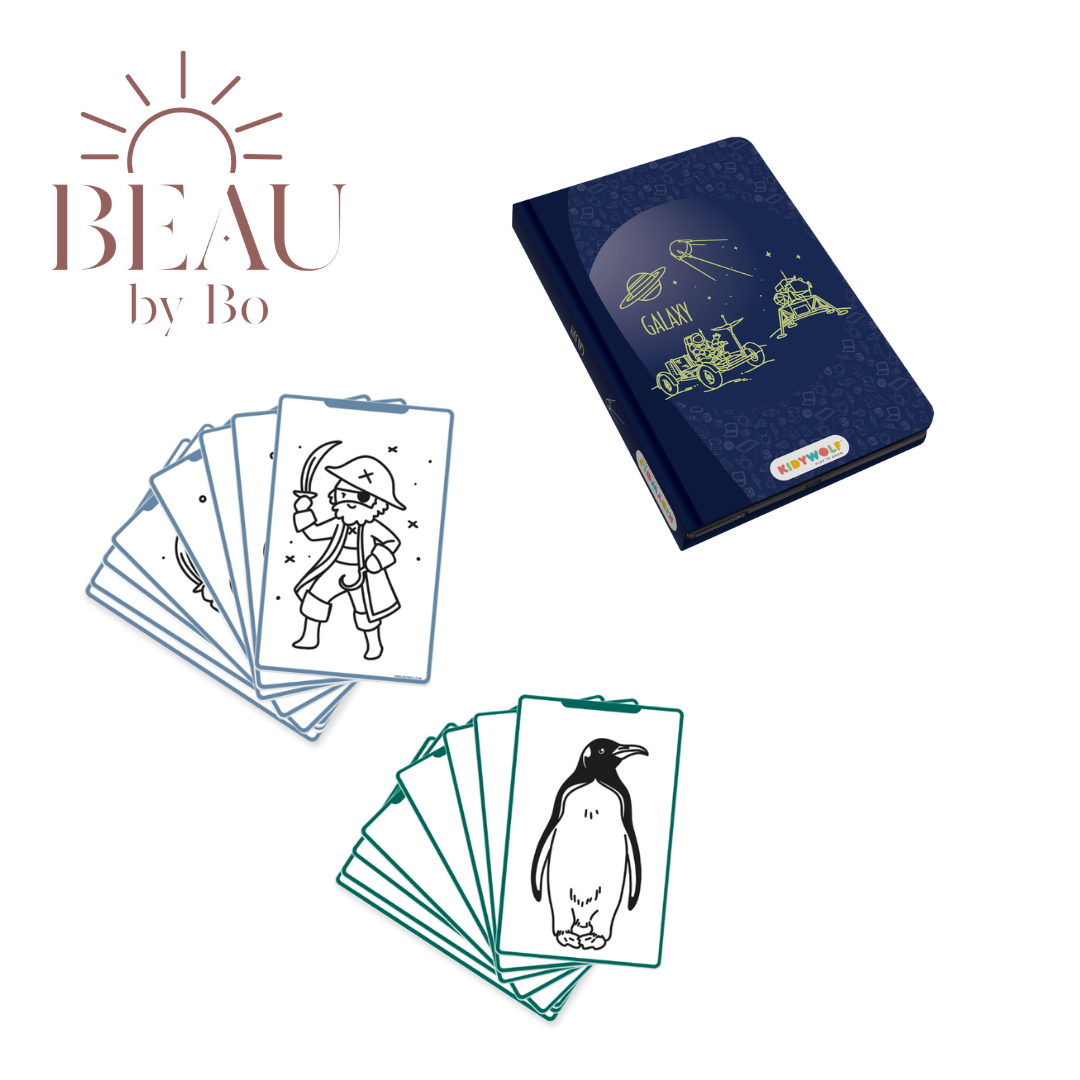 BEAU by Bo Kidywolf Kidydraw Mini Tekenboek met LCD-scherm Galaxy + Refill Dieren & Oceanen en Piraten