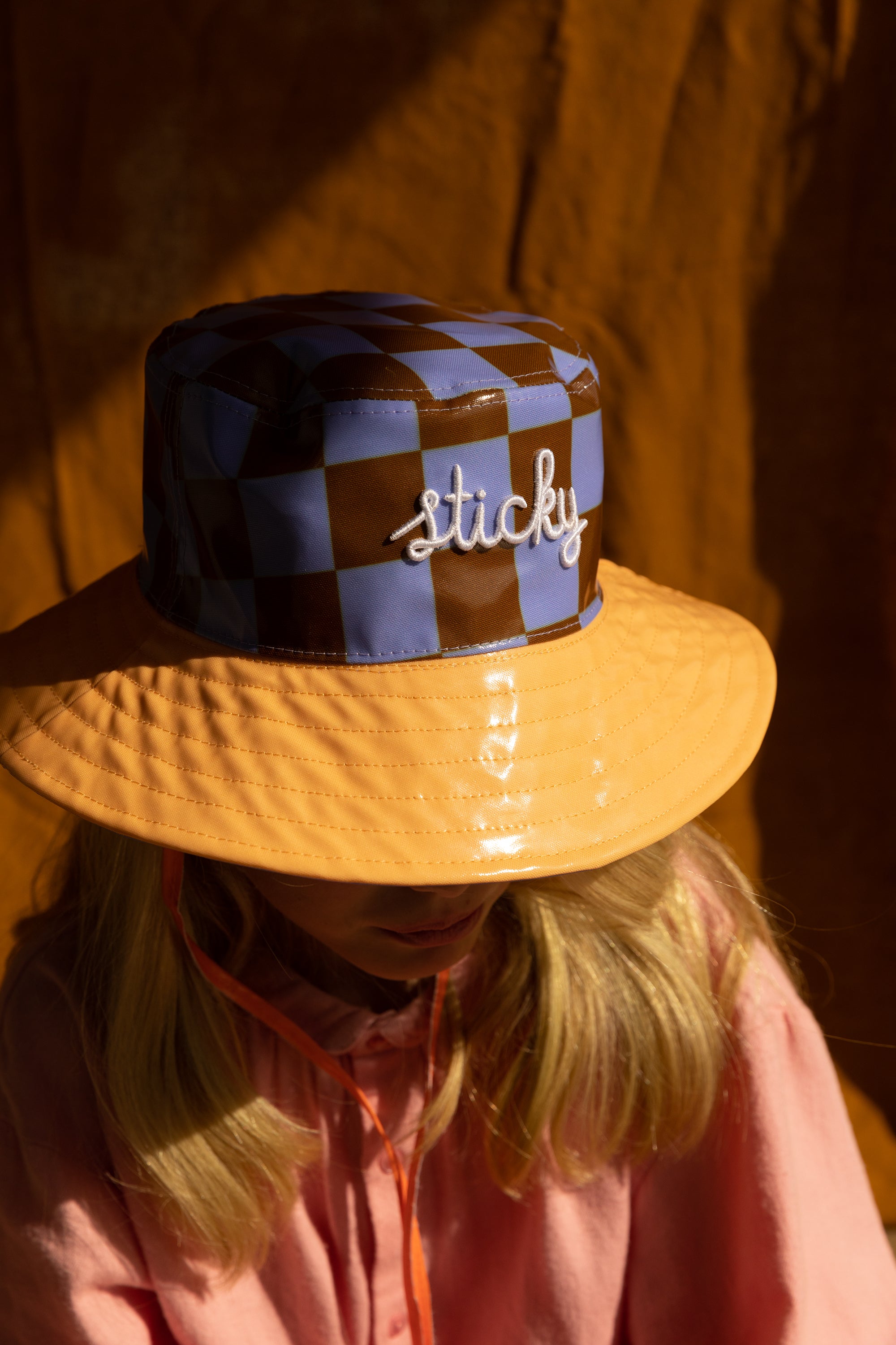 Chapeau de pluie Sticky Lemon - Chapeau enfant - 54 CM - Chapeau bob - Vert terre + violet fleuri + confiture de poire