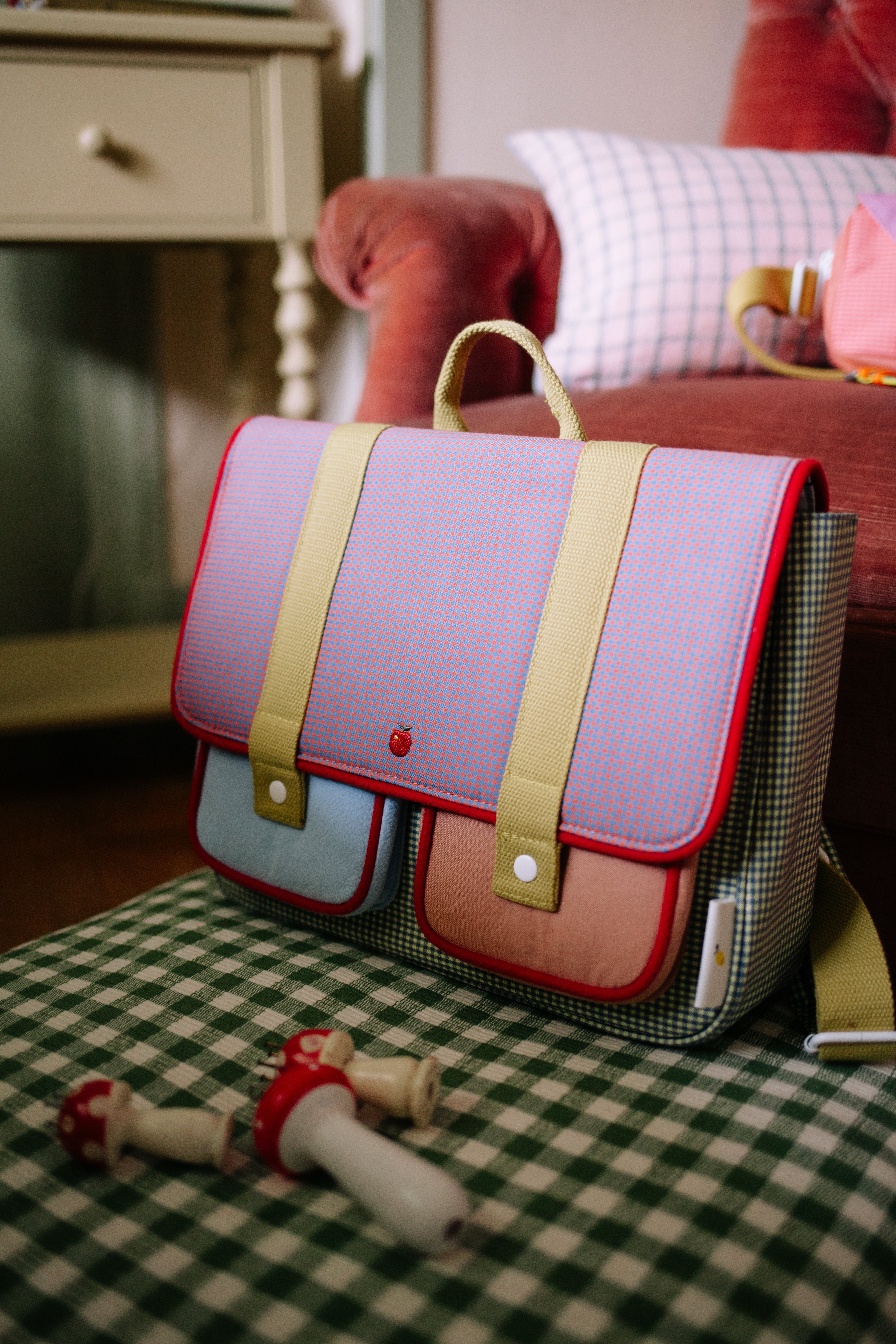 Sticky Lemon Schoolbag/Boekentas Lemon Tree | Gingham Midnight + Moon