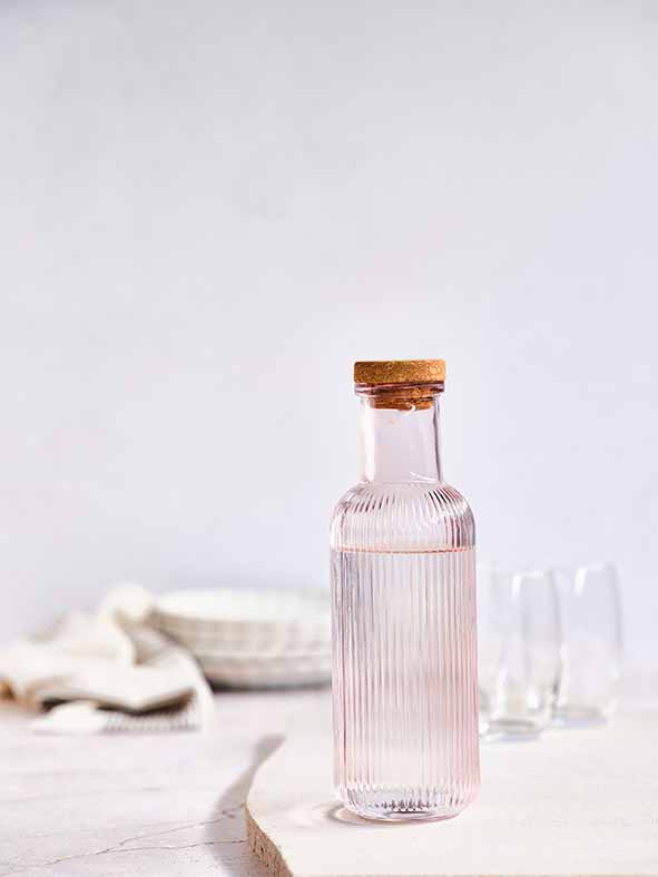 Cosy & Trendy Fles met kurk - 1L - Ø9xH28cm - Roze
