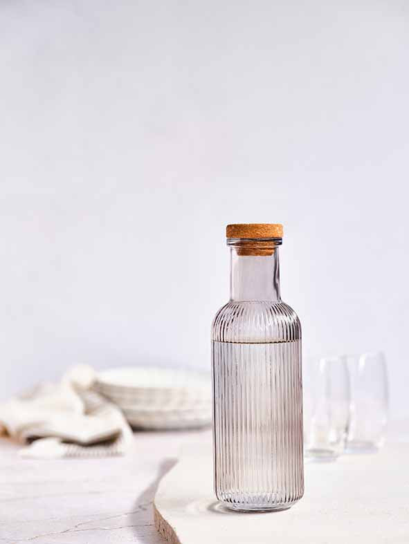 Cosy & Trendy Fles met kurk - 1L - Ø9xH28cm - Grijs