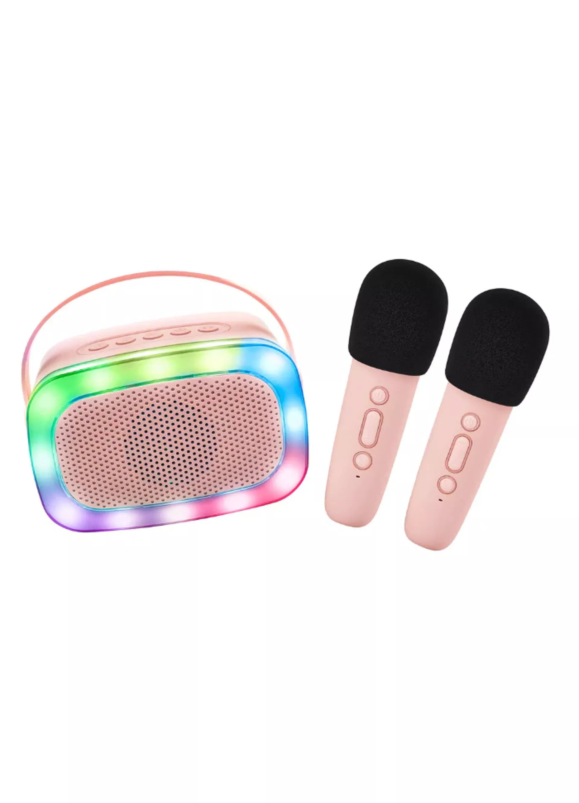 Lalarma Karaoke -Set - Bluetooth 2 Mikrofone und Lautsprecher - Pink