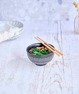 Cosy & Trendy Etosha Kom met bamboe chopsticks - Ø13xH9cm - Zwart