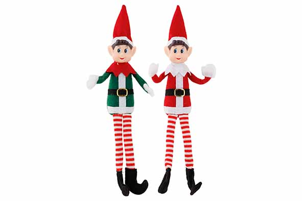Cosy & Trendy Kerst Decoratie Elf - Set van 2 stuks - H36cm - Rood/Groen