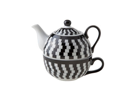 Cosy & Trendy Theepot met tas - Ø12xH14cm - 35/30cl - Zwart/Wit