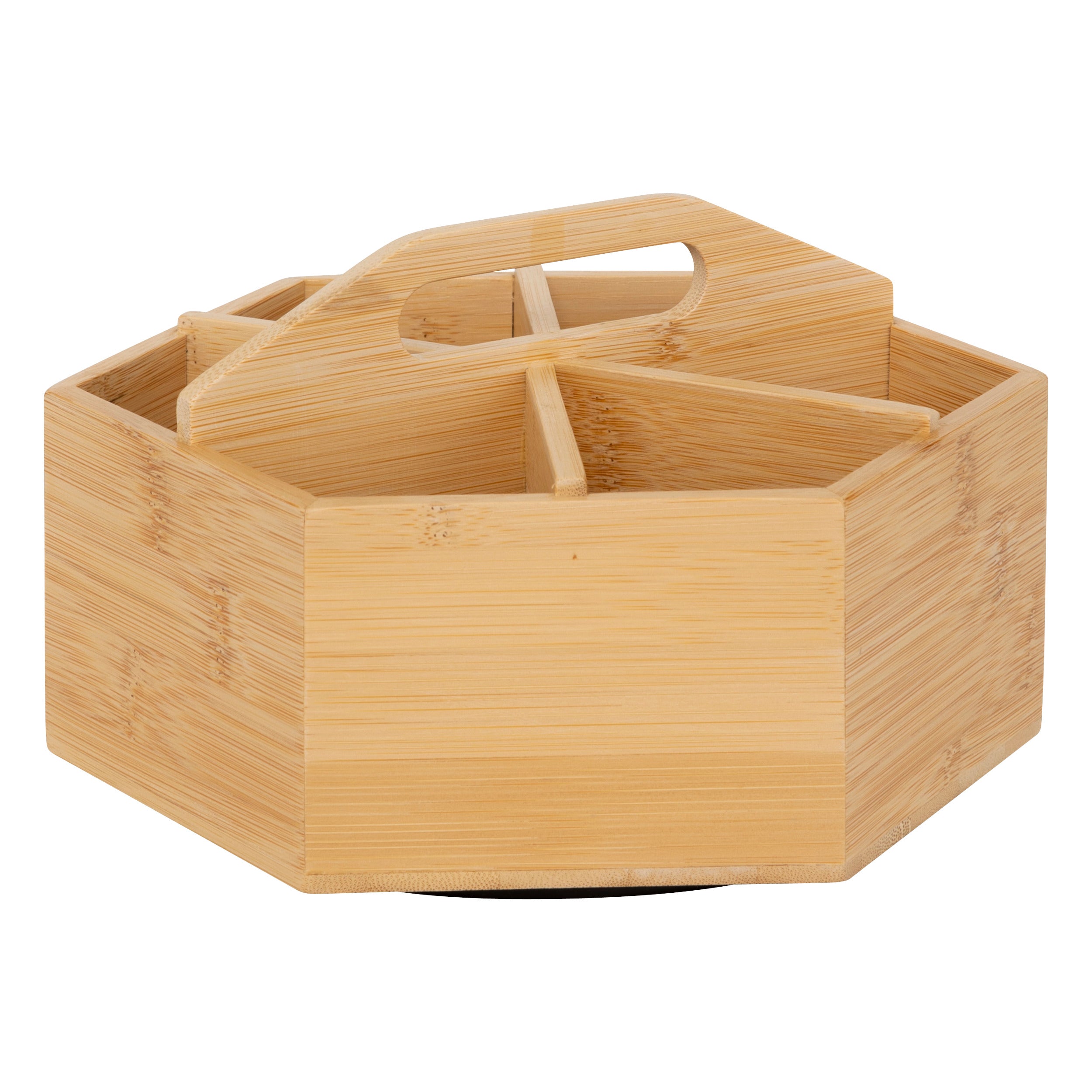 5Five Draaiende Theedoos Bamboe - 6 vakken - 22x19x13cm - Beige