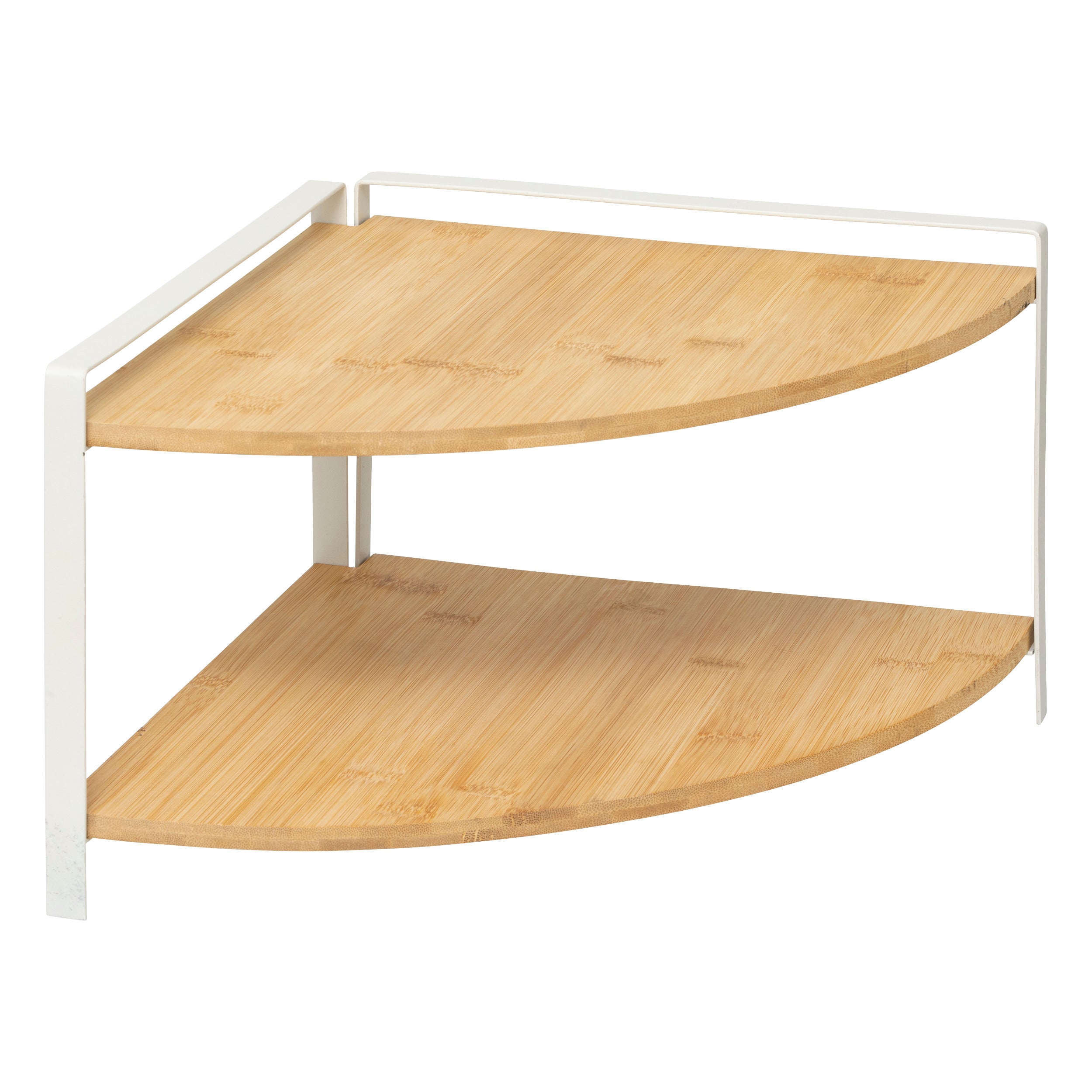 5Five Ordera Hoekplank bamboe - 2 niveau's - 30x29x21cm - Wit/Beige